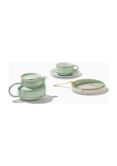 Ginori 1735 Retro Tarzda Colonna Çaydanlık Porselen 770ml Şık Altın Detaylı Çaydanlıklar 178 Çok Renkli