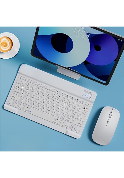 Şık Tasarımlı Bluetooth Kablosuz Klavye Ve Mouse Seti Android, Apple Uyumlu iOS Ve Windows Uyumlu Şarj E Diğer