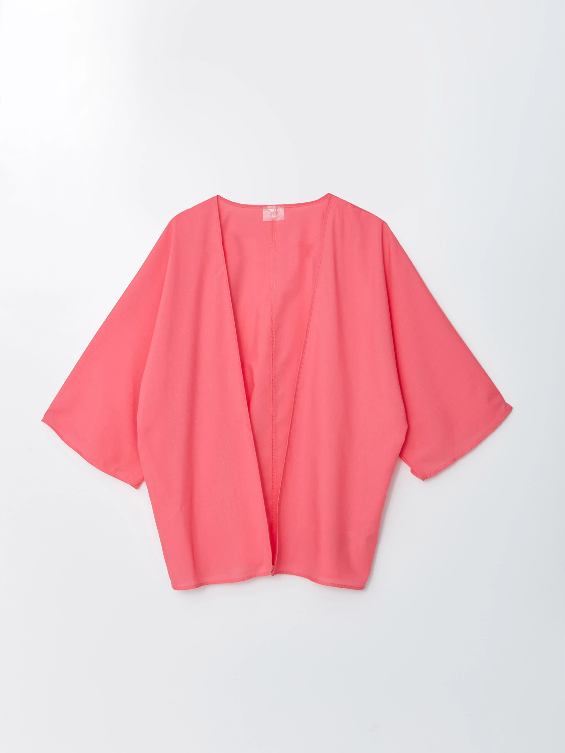 LC Waikiki Lcw Eco Pembe Şal Yaka Düz Poplin Kadın Kimono