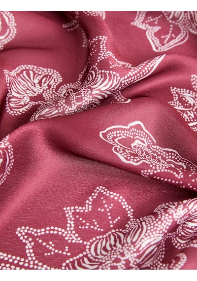 Koton Kare Desenli Saten Şal Bordo 5sak50057aa Bordo