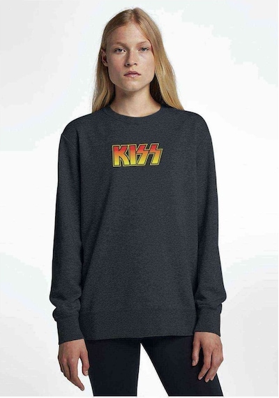 Kiss Logo Baskılı Füme Antrasit Kadın Sweatshirt