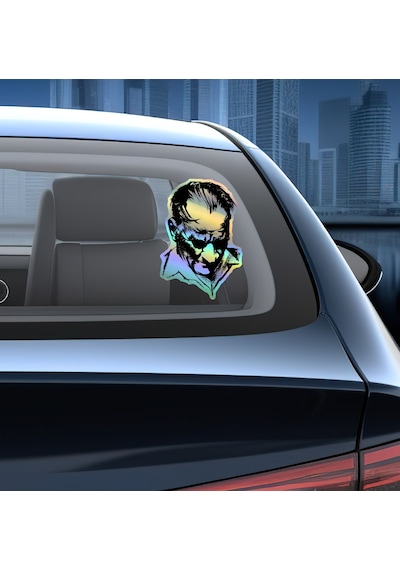 Hologramlı Janjanlı Mustafa Kemal Atatürk Silüet Sticker - Araba Oto Motosiklet Cam Karavan Sticker - 03007 10x7 Cm