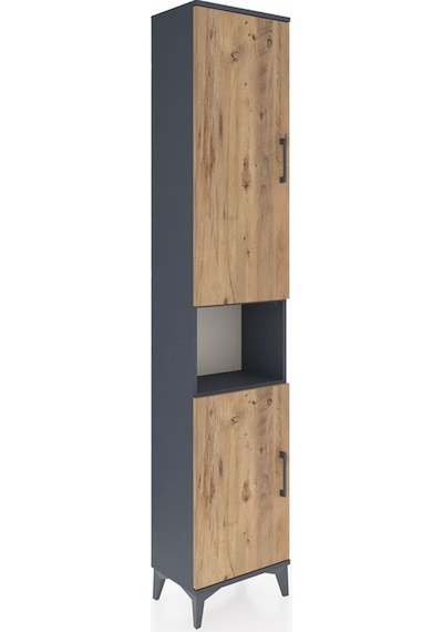 Arges Dolap 4 Raflı 2 Kapaklı Tek Askılı 44x30x221 Antrasit-çam Antrasit