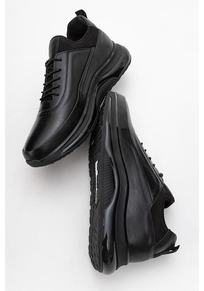 Dericlub Erkek Kalın Taban Comfort Sneaker Gerçek Deri Cr 2440 Siyah