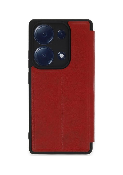Newface - 384 - Xiaomi Redmi Note 13 Pro 4g Kılıf Flip Cover - Csmo-tex - - Kırmızı