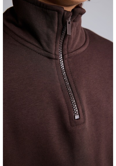 Defacto Oversize Yarım Fermuarlı Dik Yaka Sweatshirt Erkek Çocuk H7132a826aubn267 Kahve-bn267