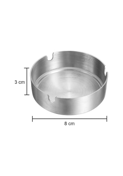 Paslanmaz Çelik Metal Küllük 8 Cm Yuvarlak Masaüstü Küllük Mat Gümüş Dekoratif Modeli