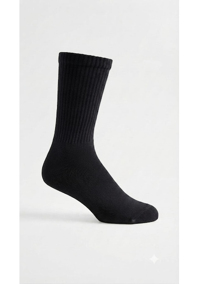 Km Collections 6 Çift Pamuklu Tenis Çorap Unisex Siyah