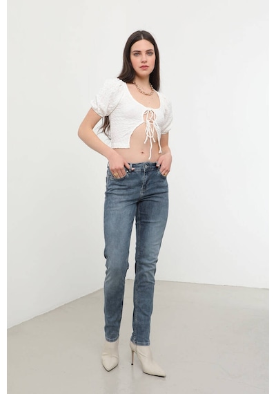 Kadın Normal Bel Likralı Slim Fit Jean Pantolon Mavi 001