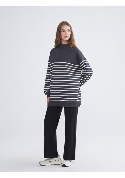 Lcw Modest Siyah Beli Lastikli Geniş Paça Kadın Pantolon