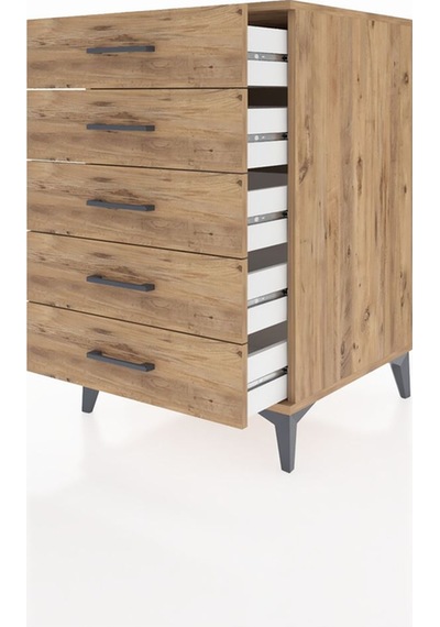 Kronos Komodin 5 Çekmeceli 60x59x96 Çam-çam Çam