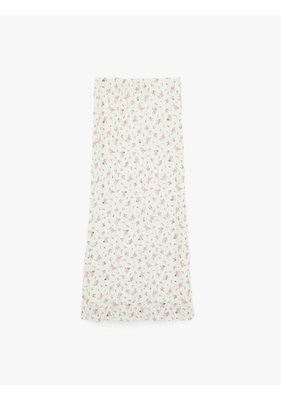 Koton Slim Fit Çiçekli Midi Dantel Beyaz Kadın Etek 6sak10027uk Beyaz