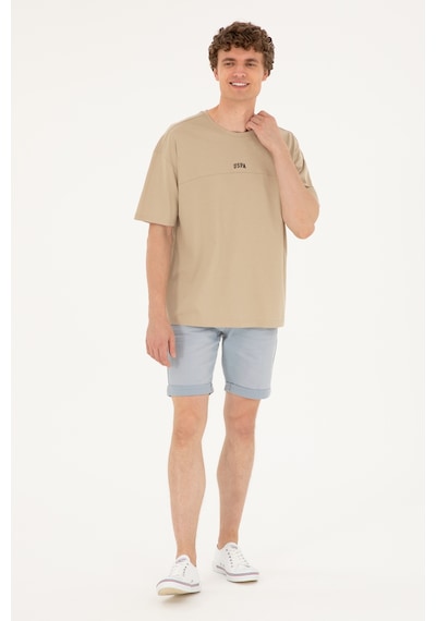 U.S. Polo Assn. Erkek Comfort Fit Bisiklet Yaka Açık Haki Tişört 50287083-VR183