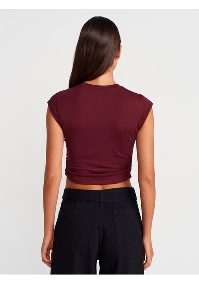 Dilvin 30899 Yanları Büzgü Detaylı Top-bordo Bordo