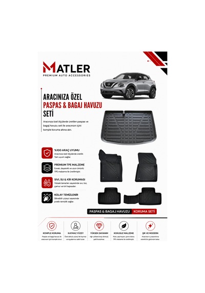 Nissan Juke 2019 Model 4d Ekstra Havuzlu Paspas Ve Bagaj Havuzu Set