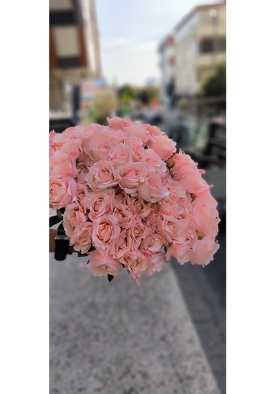 Rüzgar Yapay Çiçekçilik 9 Kafalı Pembe Pastel Gül Pastel Pembe