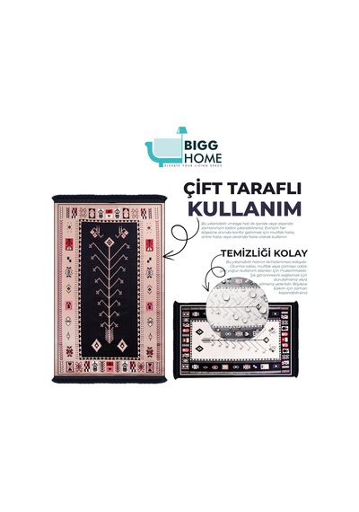 Bigghome Çift Taraflı Kilim, Makinede Yıkanabilir, Modern Desenli, 120 180 Cm, Sa1534a