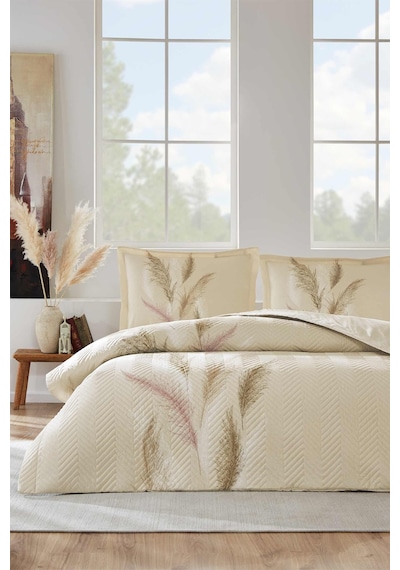 Özdilek Miscanthus Çift Kişilik Kapitone Nevresim Takımı Krem
