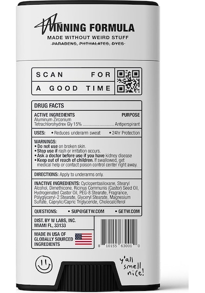 W Labs Fresh Ice Antiperspirant Stick Deodorant 74gr