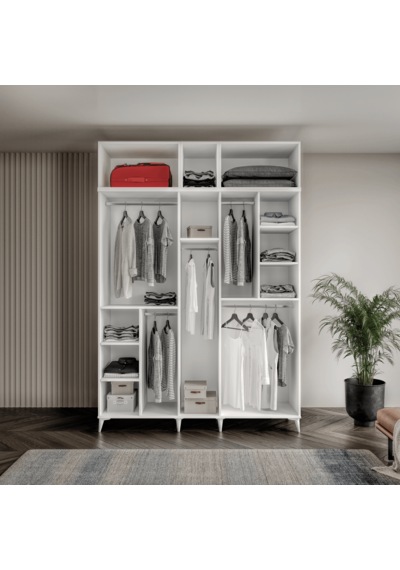 Guneystore Milas 5 Kapaklı Komple Mdf Ayaklı Yüklüklü Gardırop