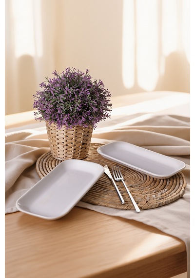 Keramika Beyaz Pergamon Kayık Tabak 26 Cm 2 Adet 006