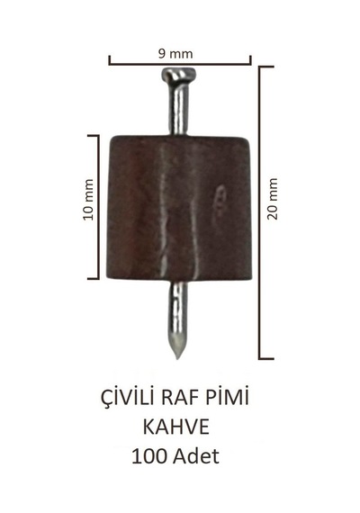Çivili Raf Pimi Kahve 100 Adet Kahve