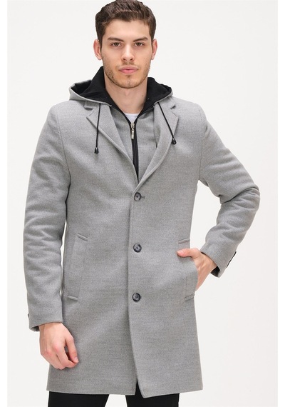 Plt8376 Dewberry Erkek Palto-Gri-Gri