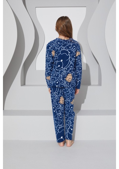 Siyah İnci Alt-üst Polar Pijama Takım 24223073 Lacivert