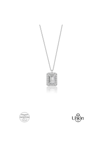 Union Swarovski Zirconia Kadın Dikdörtgen Gümüş Kolye