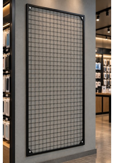Sık Telli Tel Raf - Tel Pano Stand, Duvar Askılığı-20 Adet 20 Cm Tel Pano Kanca Hediyeli 75x200 Cm