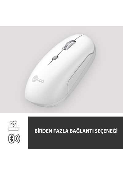 Lecoo WS211 Kablosuz 1600DPI 6 Tuşlu Çift Modlu Şarj Edilebilir Optik Mouse