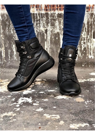 Ba0600 Bağcıklı Siyah Boksör Unisex Spor Postal Bot