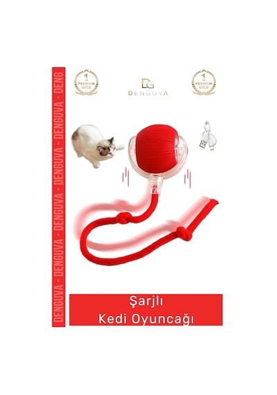 Kedioyuncağı İnteraktif Titreşimli Hareketli İpli Dayanıklı Avcı İçgüdüsü Şarjlı Kedi Oyuncağı