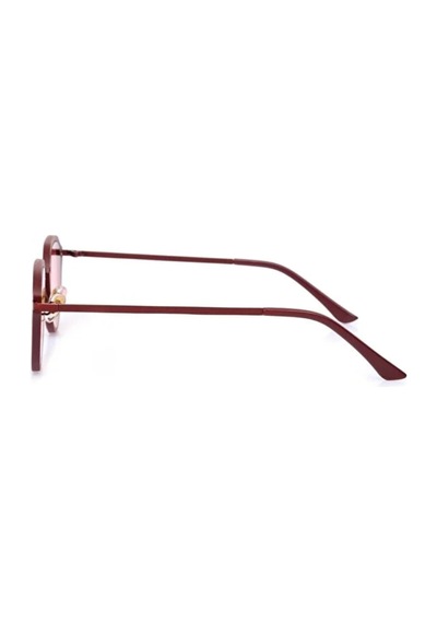 Bordo Çerçeve Kırmızı Cam Oval Güneş Gözlüğü Bordo Bordo