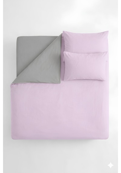 Lila & Gri, Çift Kişilik Nevresim Takımı Modern Minimal Seri Lila-gri
