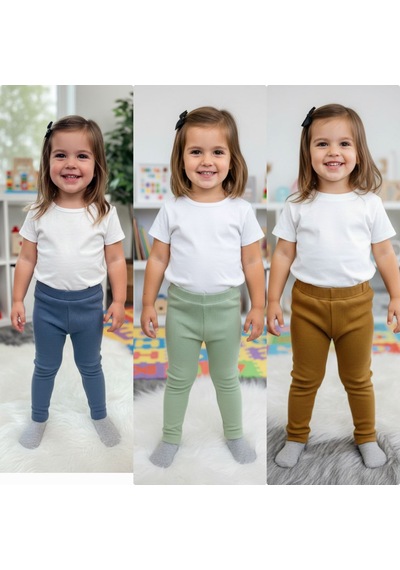 Mj Kids Kız Çocuk Tayt 3 Adet Tayt Aynı Beden Farklı Renk Karışık