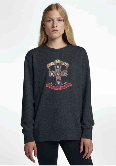 N Roses Appetite For Destruction Metal Baskılı Füme Antrasit Kad