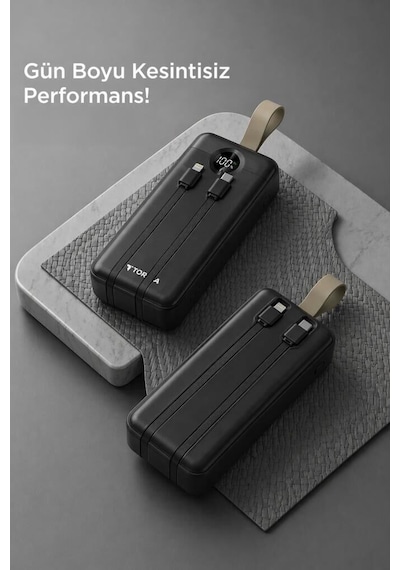 Özel Üretim Powerbank Trm1035 Siyah 30.000 Mah Hızlı Dolum Göstergeli Batarya Çok Renkli
