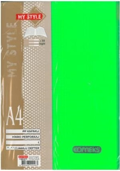 Komeks Spiralli Defter Plastik Kapak 3+1 Ayraçlı Kareli-Çizgili Yeşil