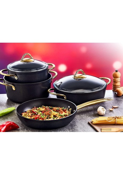 Tr 7pcs Granit Diamond Çelik Tencere Seti Cam Kapak 3019g.syh Diğer