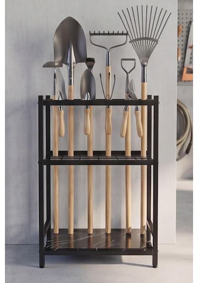 Bahçe Aletleri Düzenleyici Stand Kazma Kürek Organizer Raf Çok Amaçlı Metal Garaj Balkon Rafı