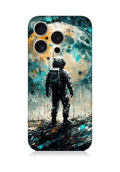 Apple Uyumlu iPhone 15 Pro Max Ayda Astronot Desenli Silikon Kılıf Silikon