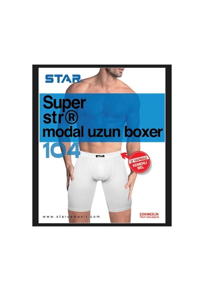 Moda Dua Star 104 Modal Uzun Boxer Beyaz