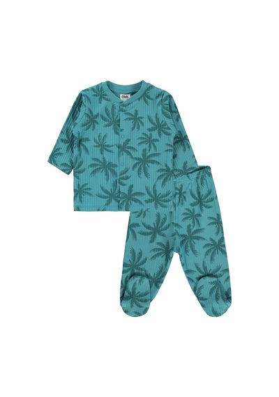 Civil Baby Palmiye Empirme 1-9 Ay Pijama Takımı - Yeşil Petrol