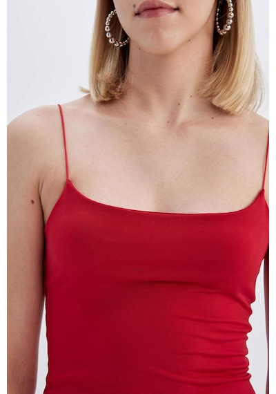 DeFacto Bodycon Kare Yaka Kırmızı Askılı Mini Elbise D3265AXNSRD62 DeFacto Bodycon Kare Yaka Kırmızı Askılı Mini Elbise D3265AXNSRD62