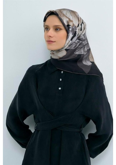 Armine İpek Eşarp 2026 Yaz - 9529-86 Siyah Twill