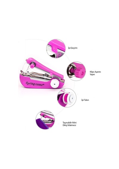 Bucuks Spring Come Mini Kolay Seyehat Ve Ev Tipi El Dikiş Dikme Makinası Renkli
