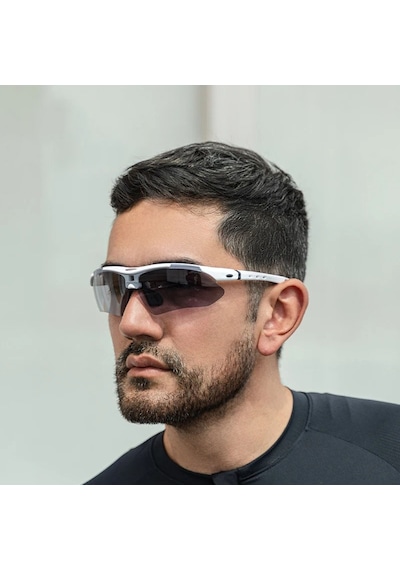 Rockbros Polarize %100 Uv Korumalı Beyaz 5 Lensli Bisiklet Spor Dağ Kayak Gözlüğü Siyah