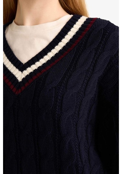 Defacto Coool Regular Fit V Yaka Kazak C7321ax25wnnv135 Lacivert
