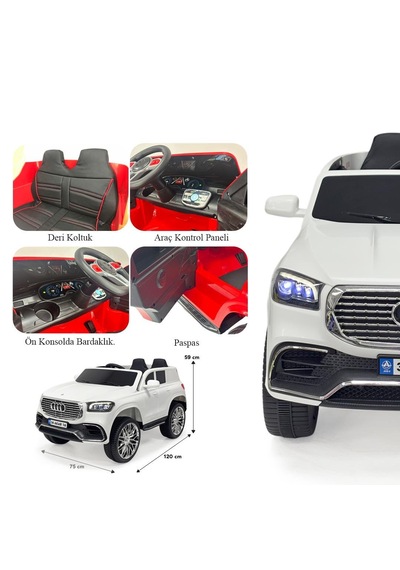 Akülü Kumandalı Araba Admıre Beyaz 4x2 Deri Koltuk Ve Bluetooth